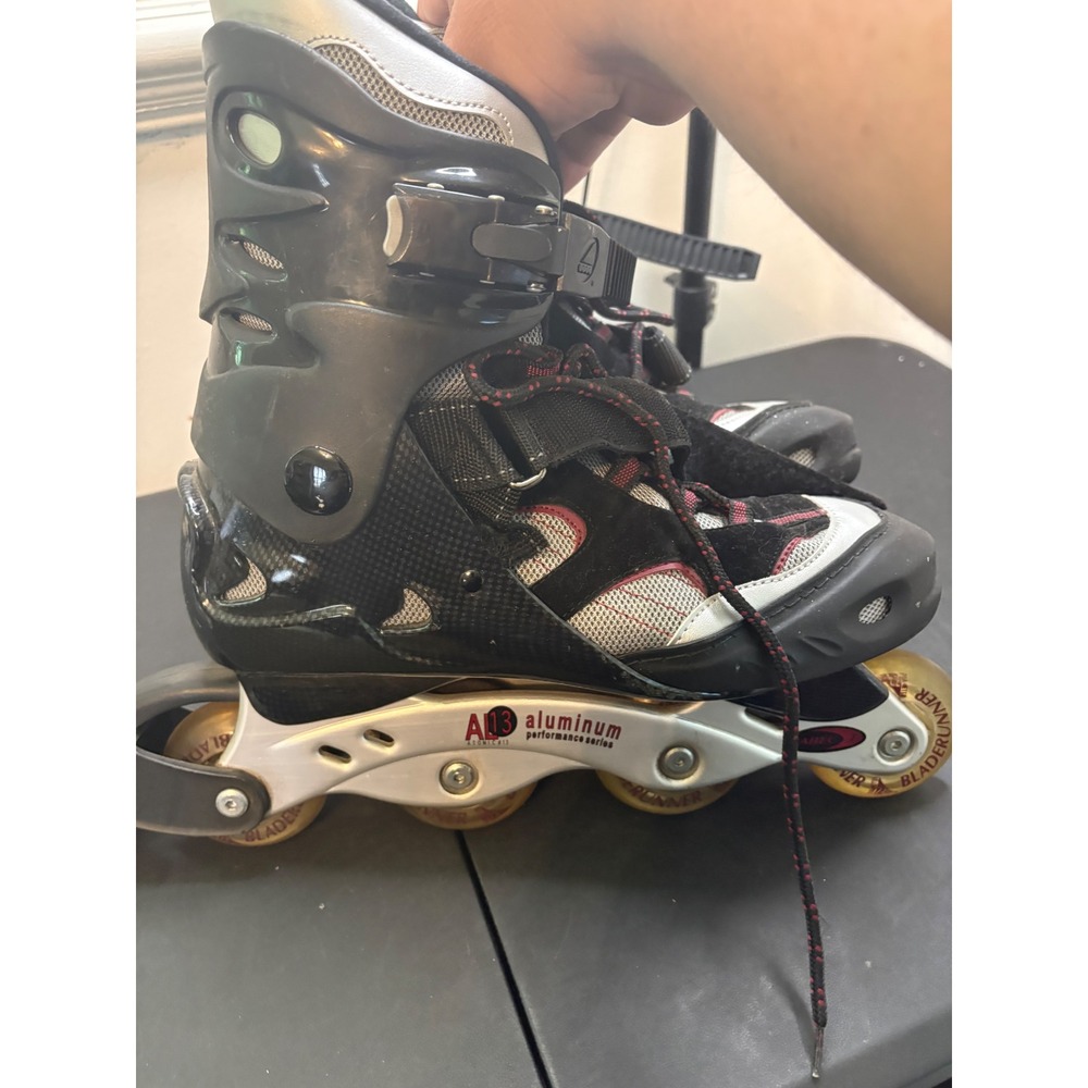 Bladerunner Inline Skates Mens 10 Black Silver Red AL13 Aluminum Frame Roller